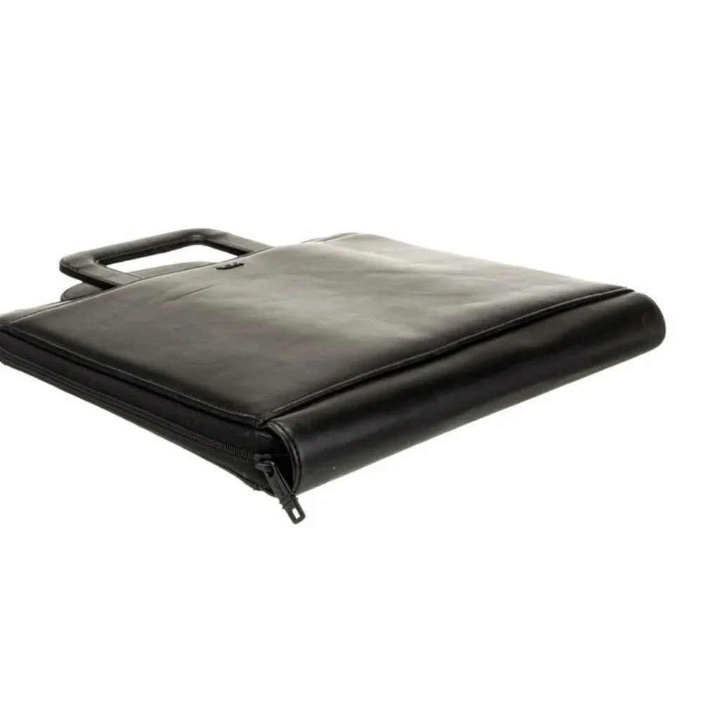Tumi executive black leather portfolio case with pull out handles